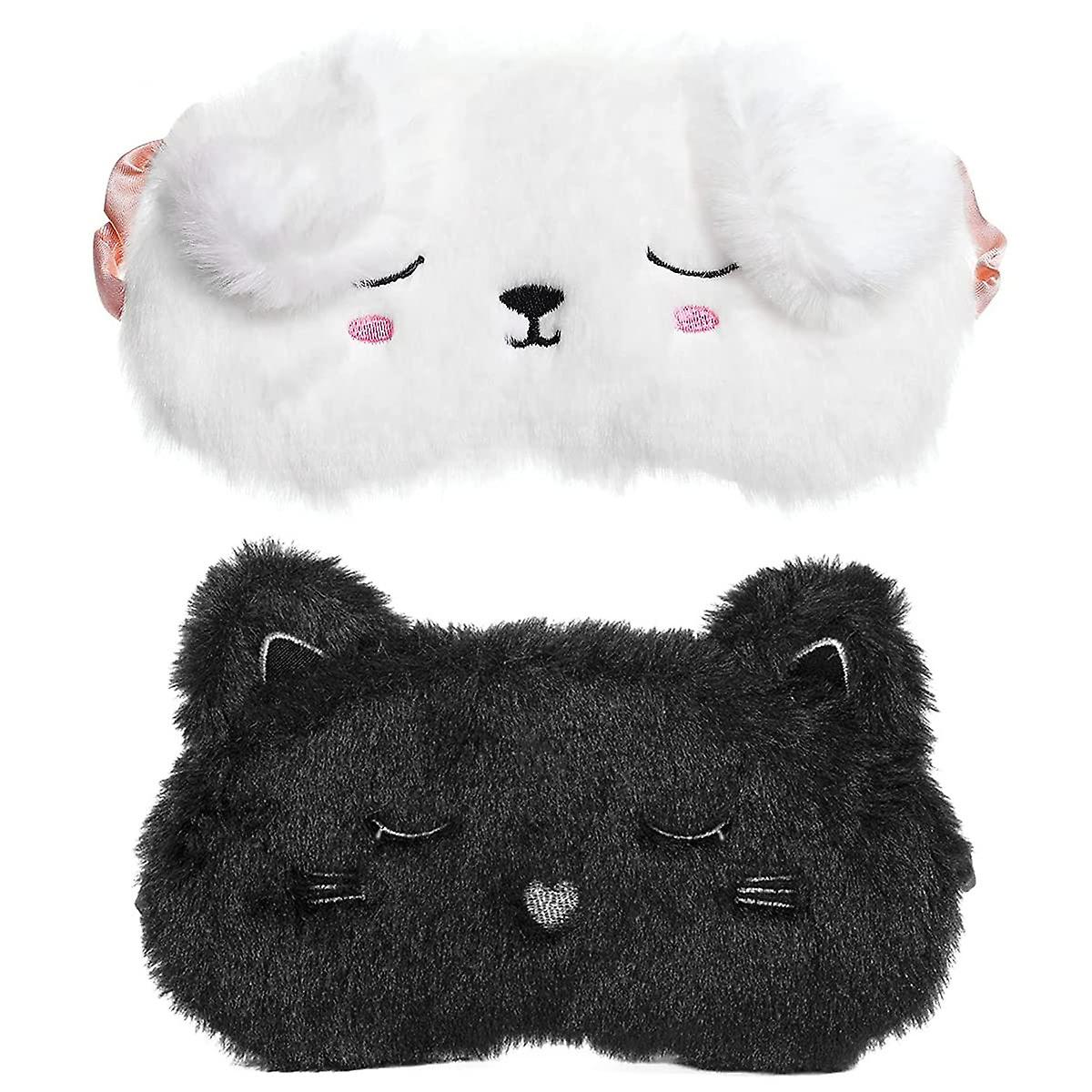 Cute Sleep Mask Soft Plush Eye Mask 2 Pack