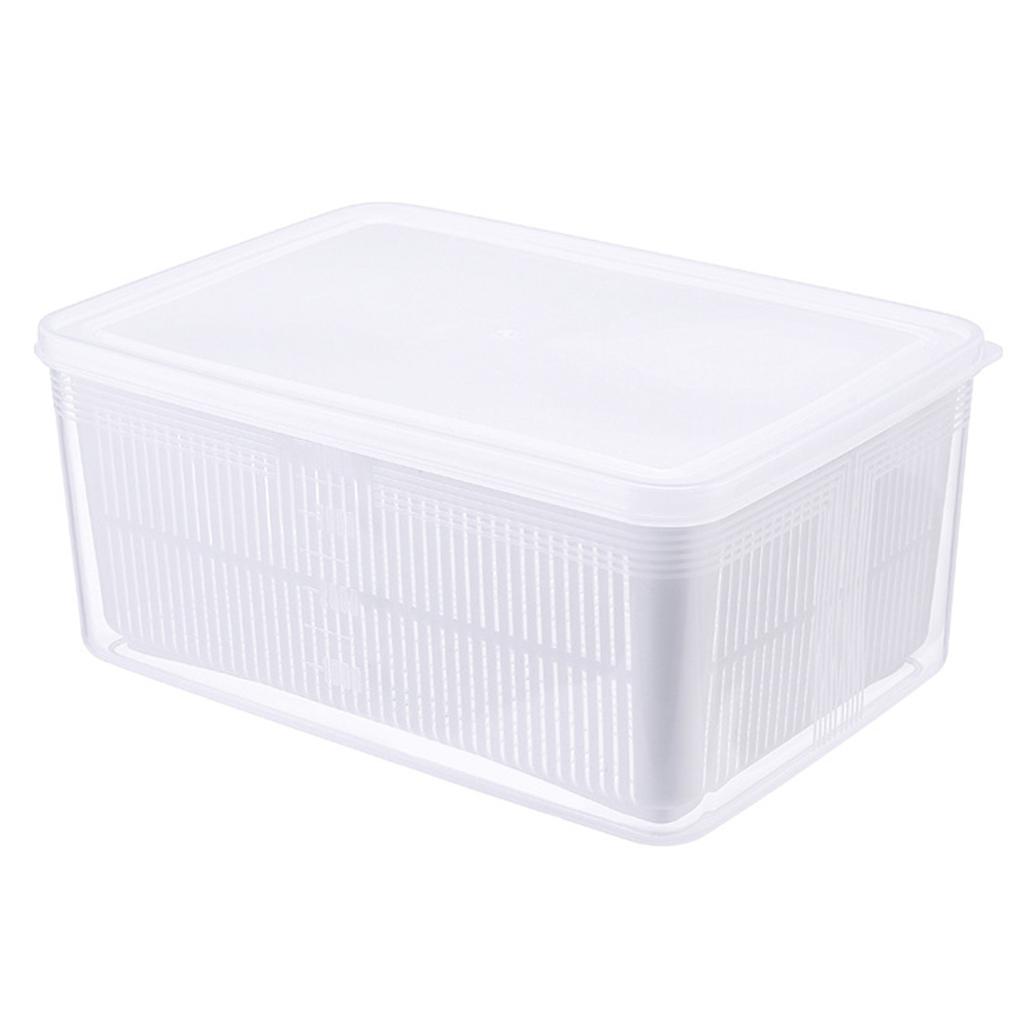 Vegetable Fruit Drain Basin and Basket Double Layer Keep for Fresh Box for Case