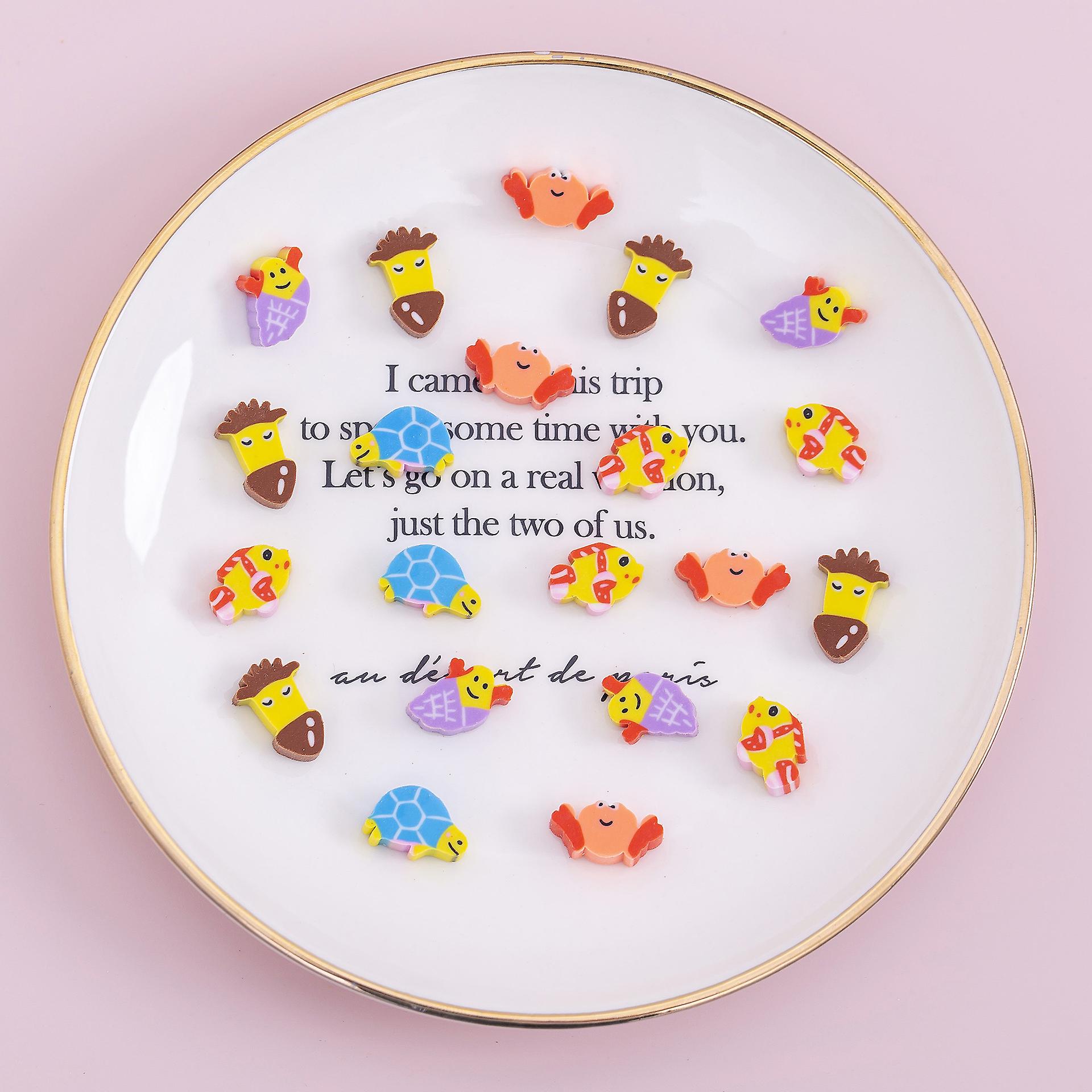 Set Of 100 Mini Erasers (la Marine) With A Cute Design And Classic Shapes