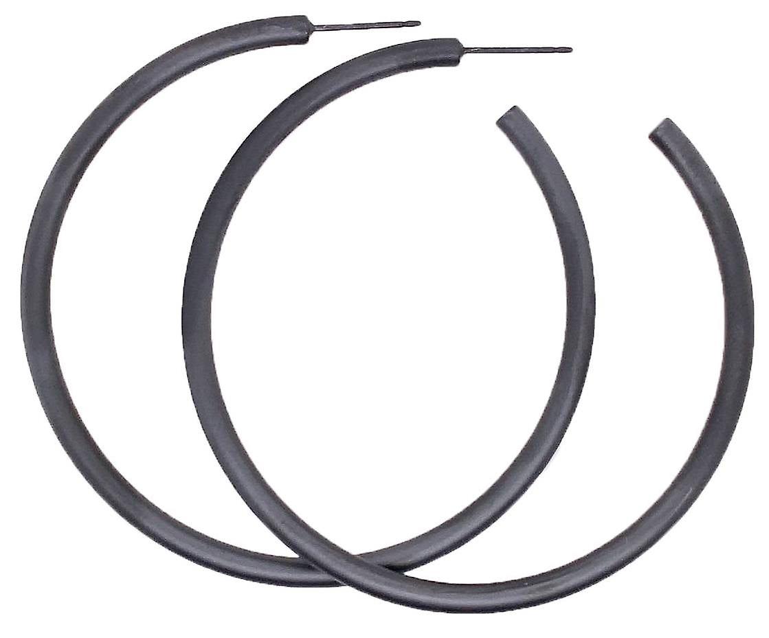 Ti2 Titanium Large Round Hoop Earrings - Black