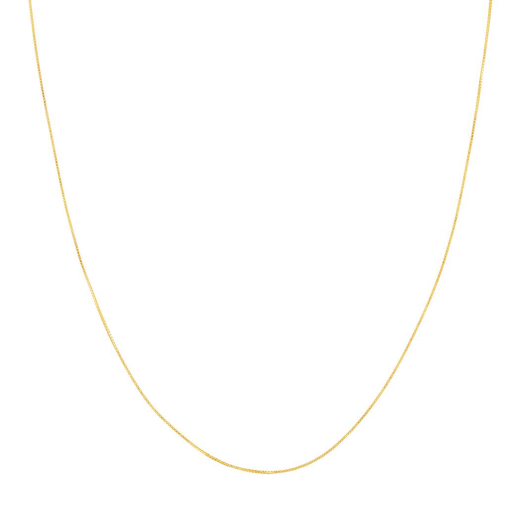 Colar com corrente ajustável em ouro amarelo maciço 14k de 0,5 polegadas e corrente quadrada de 18 polegadas para mulheres e homens.