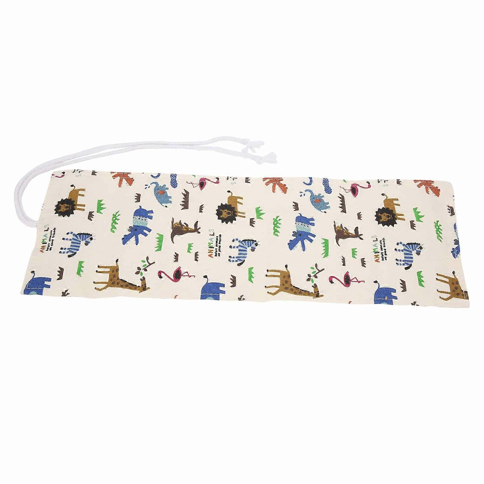 Pencil Wrap Animal Pattern Portable Practical Pen Storage Pouch for Student Painter48 Holes