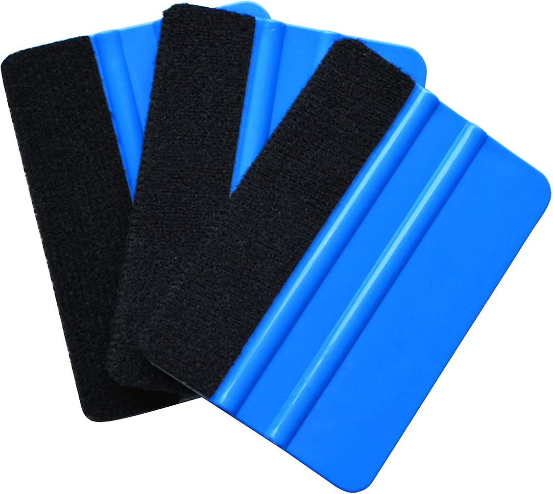 3Pack Plastic Felt Edge Squeegee for Car Vinyl Decal, 4 Inch Applicator Tool for Auto Vinyl Film Wrap Stickers, Scraper Tool with Fabric Felt Edge