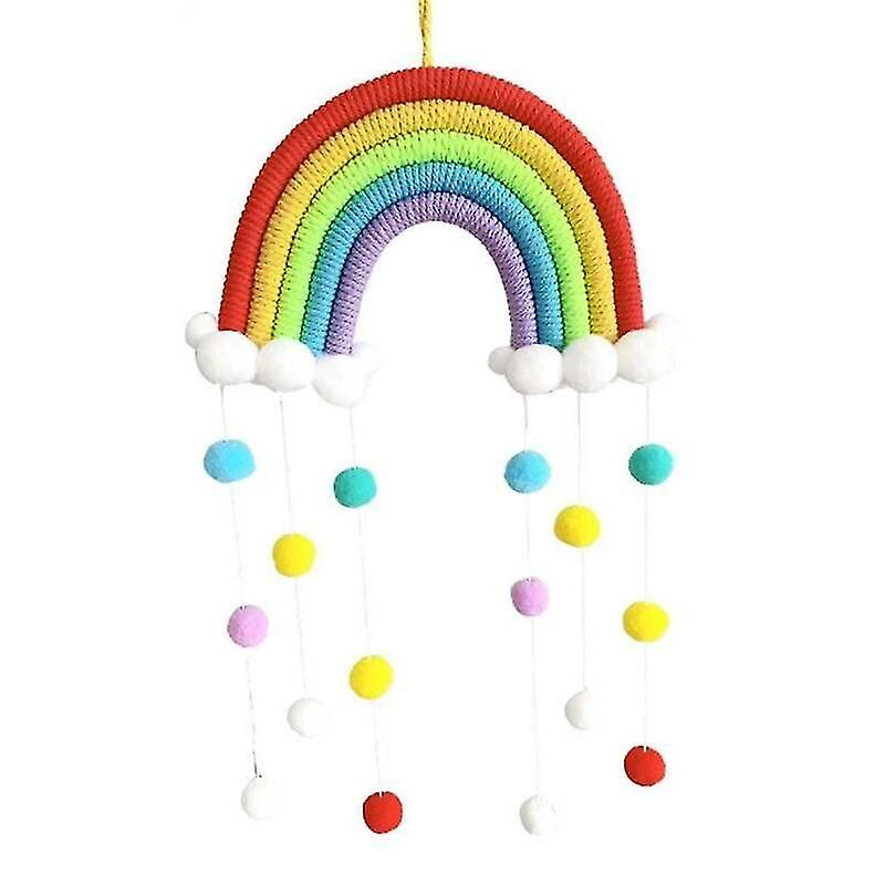Finials No14 Pom-pom Rainbow Tapestry Clouds Macrame Woven Wall Hanging Kids Room Home Decor