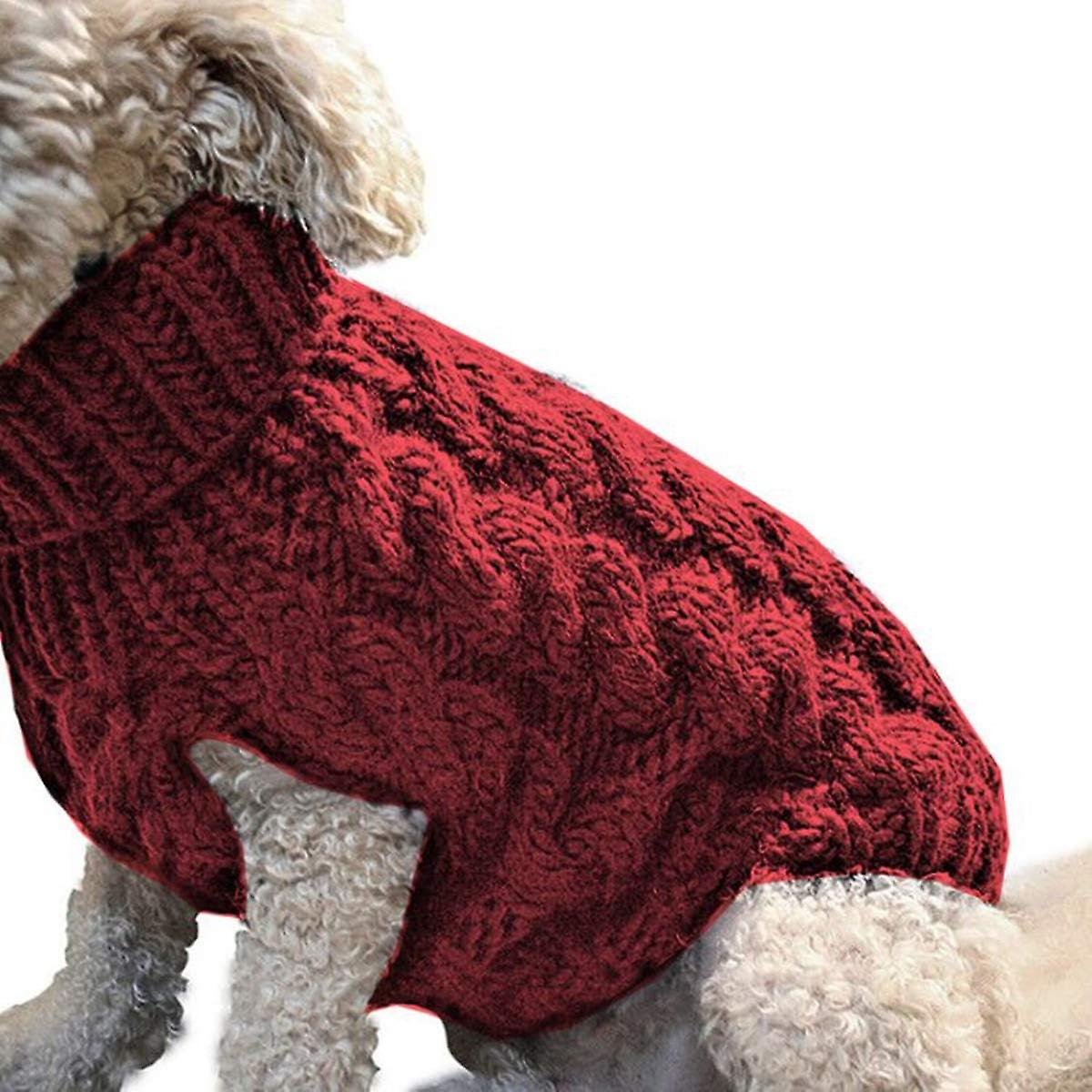 Dog Turtleneck Sweater Autumn Winter Knitted Pet Puppy Clothes Thick Warm Vest Jacket red
