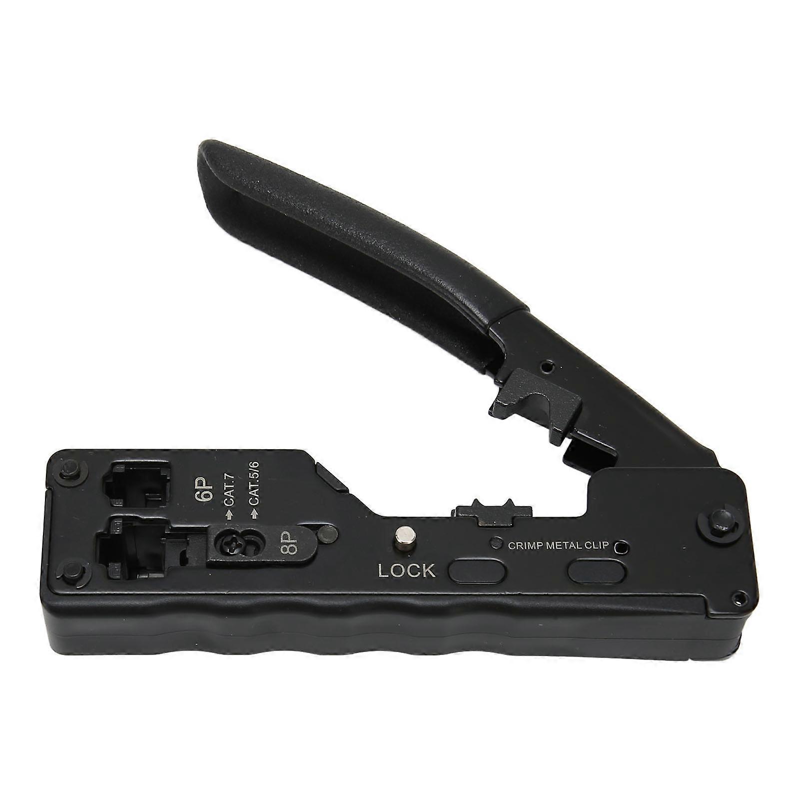 RJ45 Crimp Tool Adjustable Crimping Mode Safety Lock Ethernet Crimping Tool with Skid Resistance for Cat5e Cat6a Cat7a 
