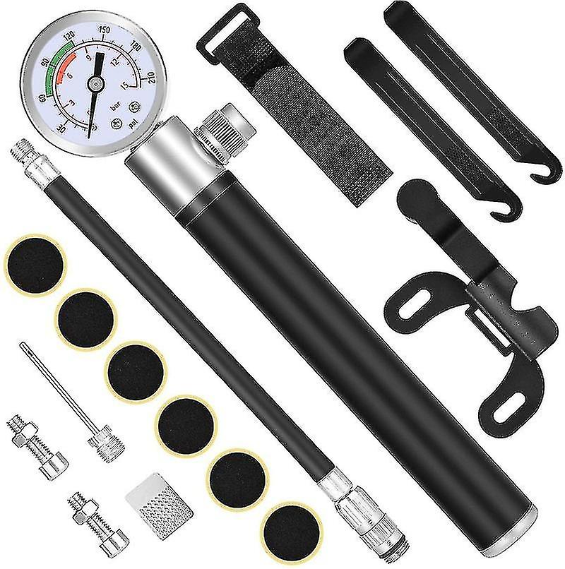 Multifunction Portable Mtb Tire Tyre Inflator Tool Hand Pump Air Pressure Gauge Set SXQ