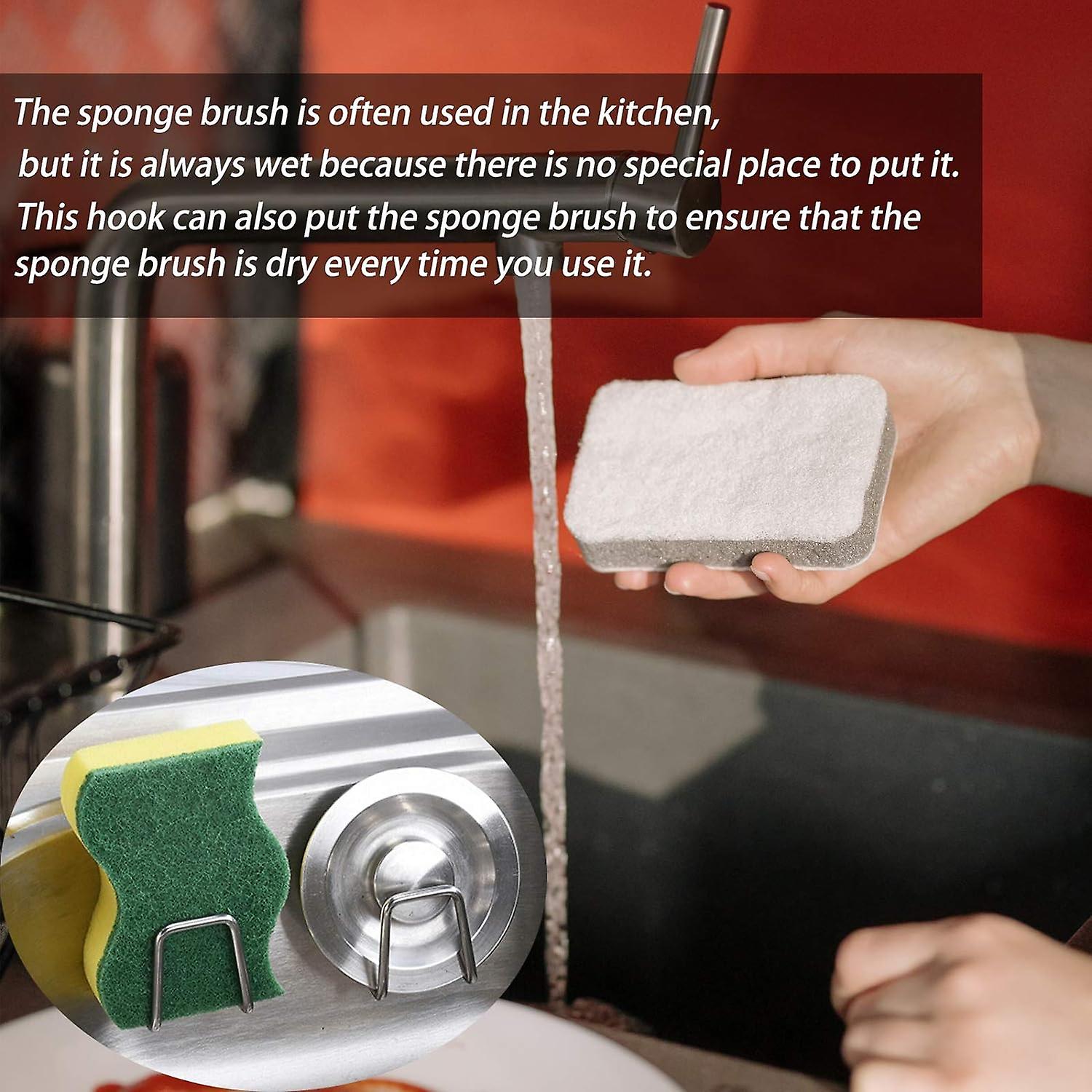 Self-adhesive sponge holder for kitchen countertop, 2 pieces, rust-proof.