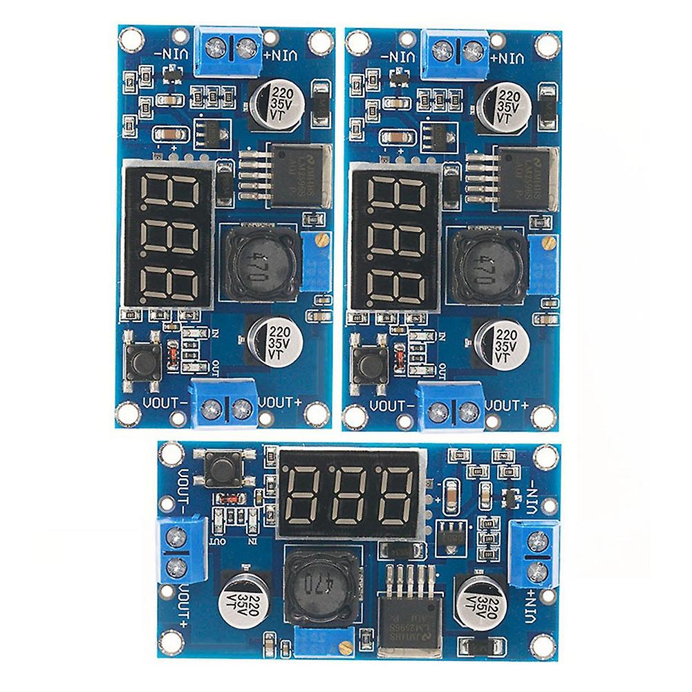 3Pcs LM2596 DC- Justerbar step-down omformer spenningsregulator LED-skjerm voltmeter 4.0-40V til 1