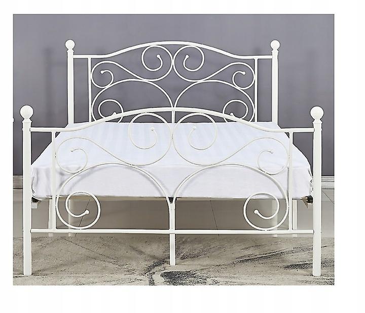 Metal bed frame with slatted base - 120x200-decorated - white