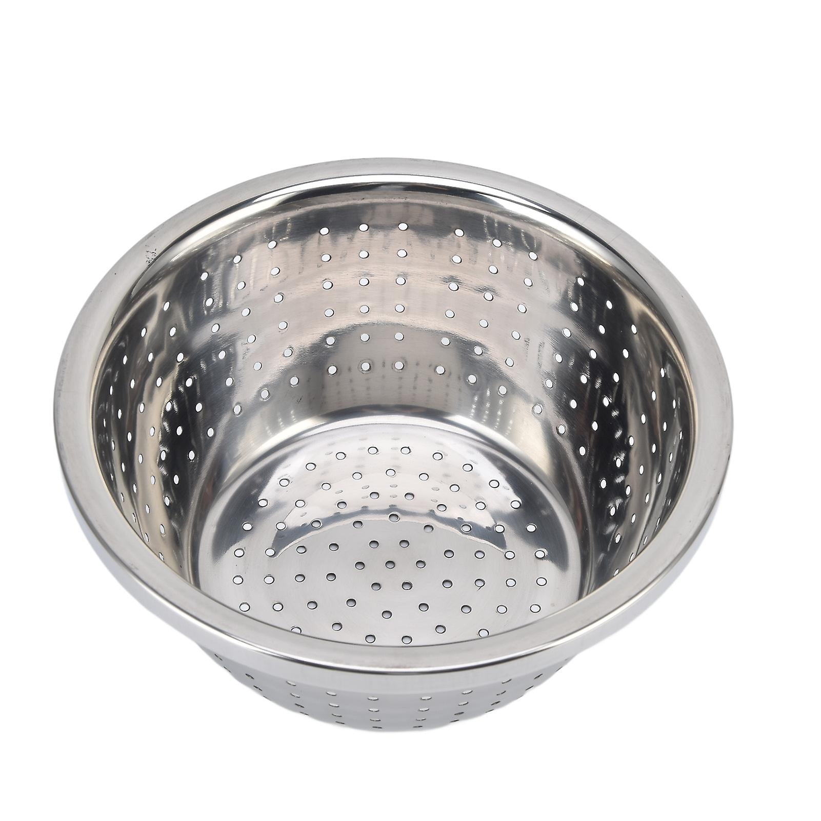 Vegetable Kitchen Strainer Rustproof Multifunction Stainless Steel Colander for Kitchen Household Silver18cm