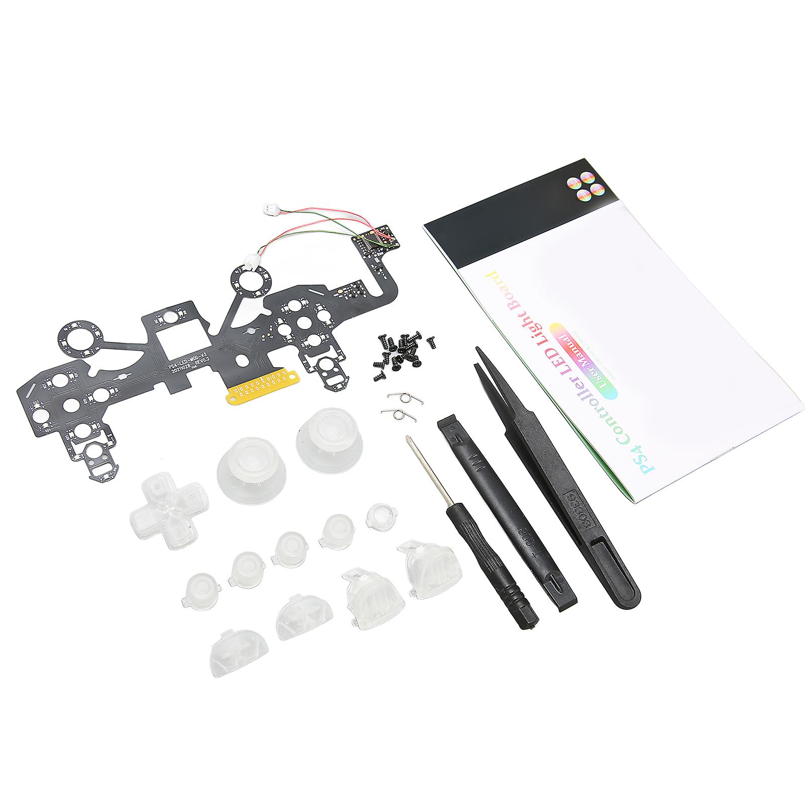 Luminated D Pad Face Buttons 8 Colors 19 Modes DIY Replacement LED Buttons Kit for PS4 Controller