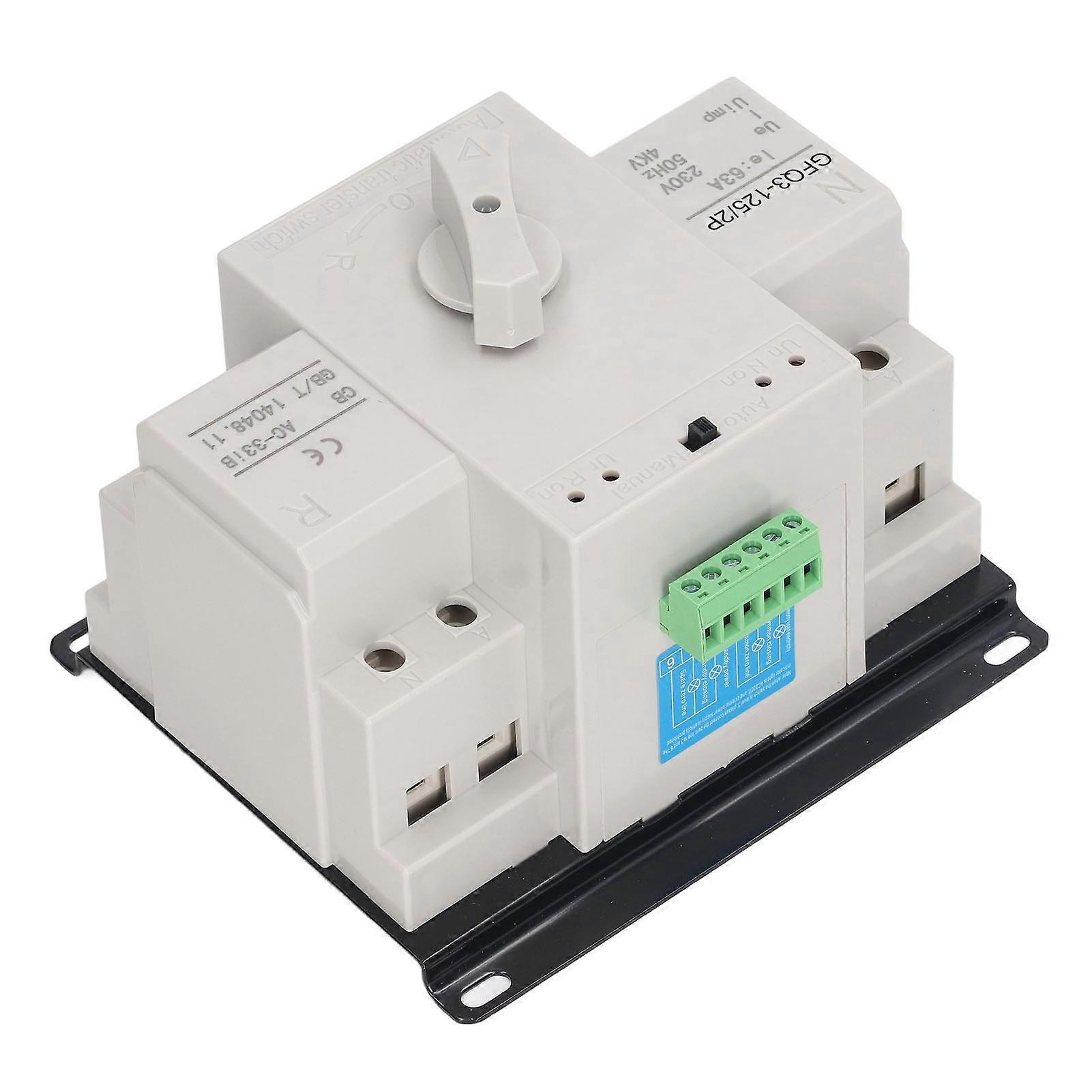 Dual Power Automatic Transfer Switch Mini Generator Changeover Switch for Home Shop Building AC230V 63A