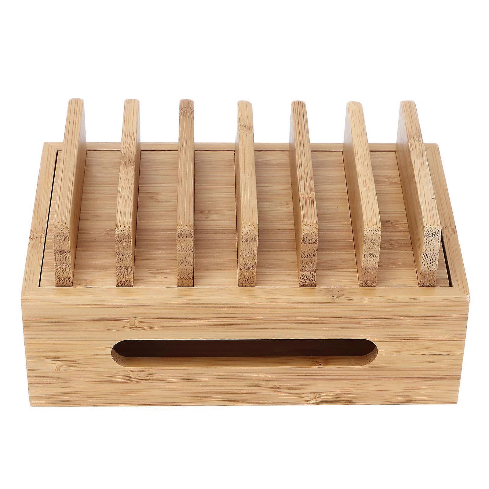 Portable Bamboo Wooden Storage Box for Cell Phone Tablet Computer for Home Office