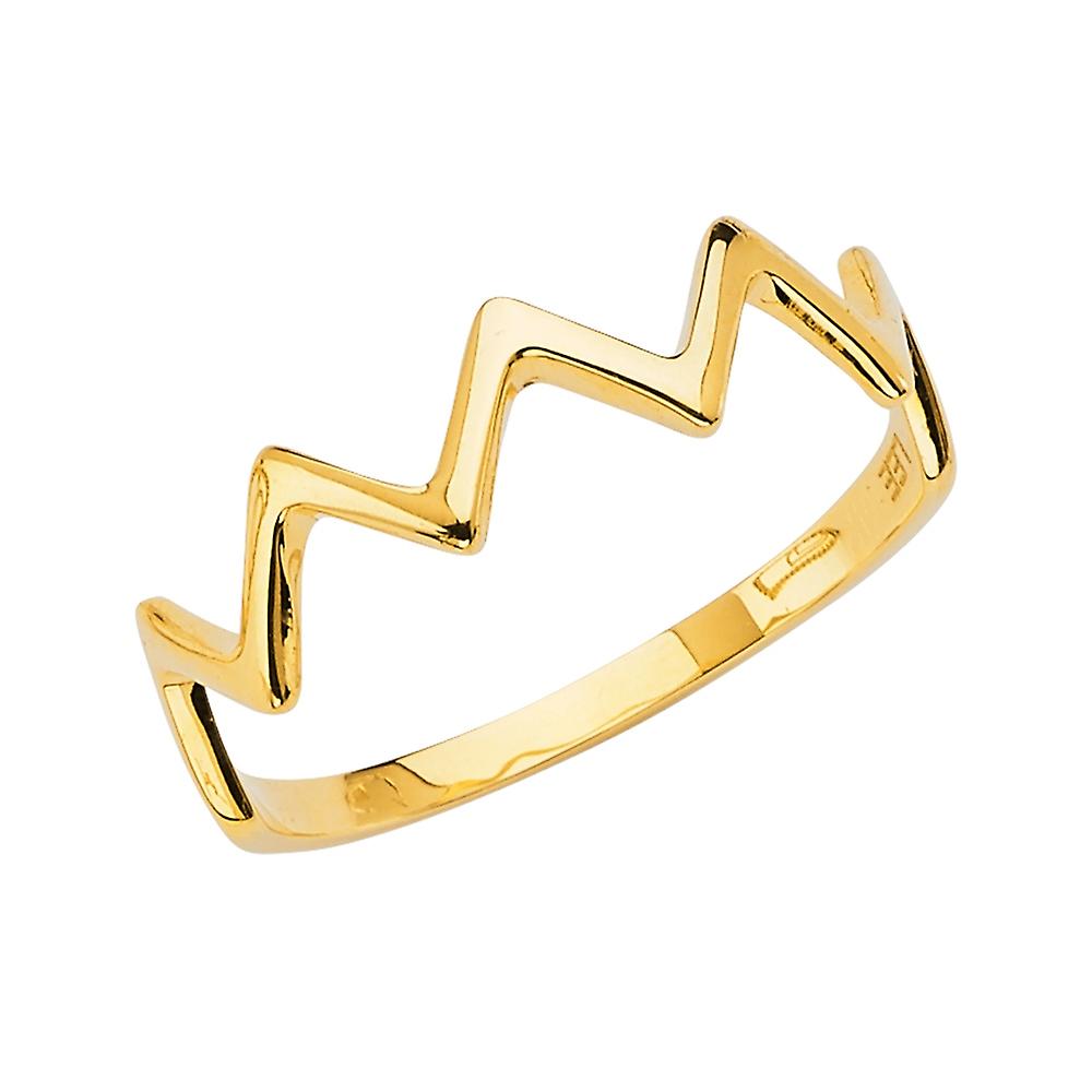 14k Yellow Gold Thunder shape Stackable Band Ring Size 7 Stackable Ring for Women and Men
