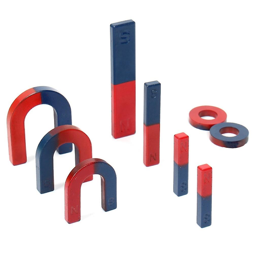 9Pcs Kid U/Bar/Ring Physics Science Experiment Magnet Teaching Aid Education Toy