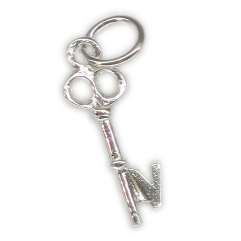 Initial V Letter V Small Sterling Silver Key Charm .925 X 1 Letters