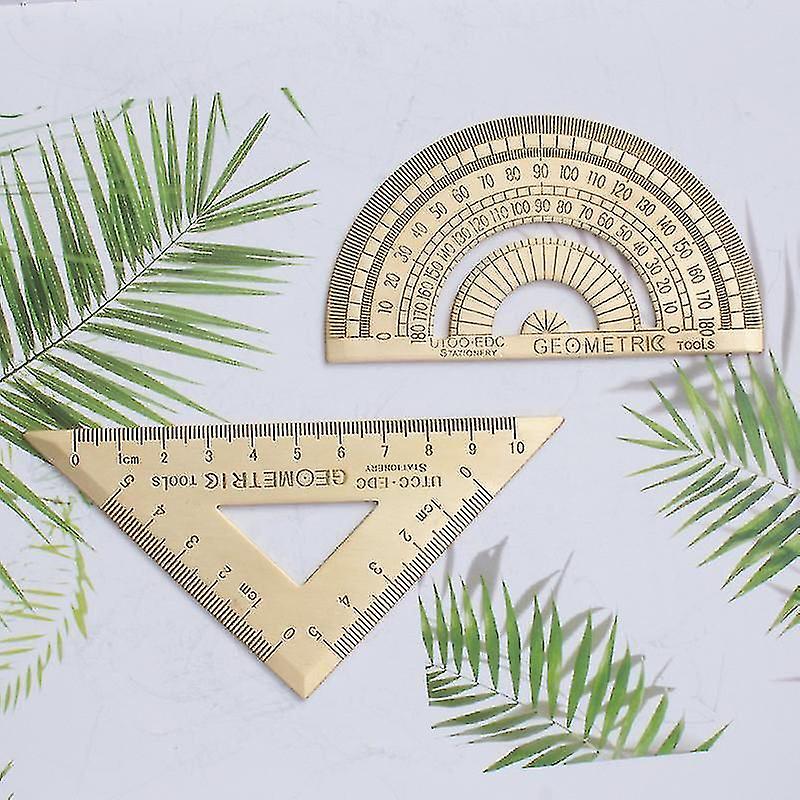 Brass Protractor Ruler- Durable Angle Measure Tool for Math Geometry