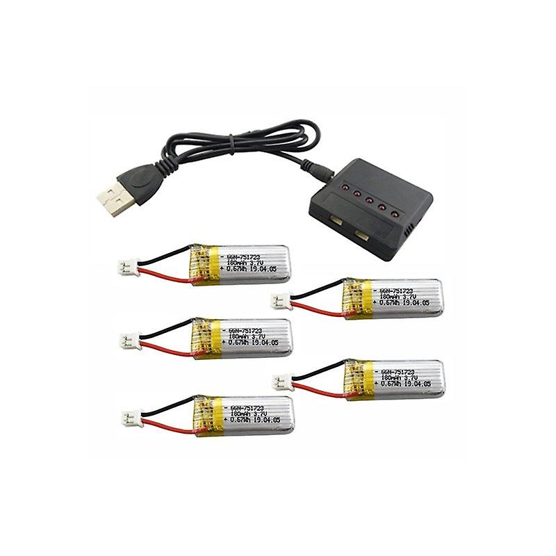 5PCS 3.7V 180mah Lithium Battery with 5 in 1 Charger for A20 A20W Remote Control Helicopter Spare Pa
