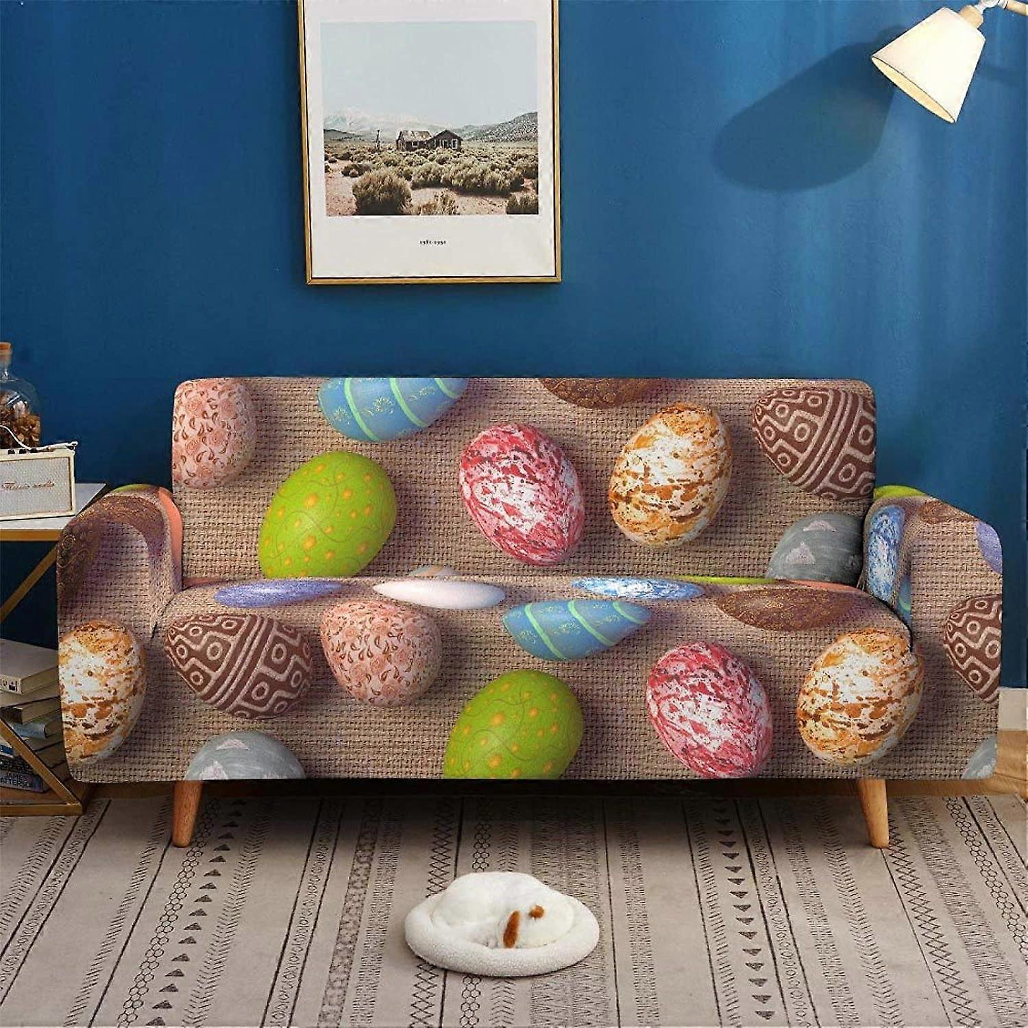 Colorful Pattern Sofa Cover Super Strong Elastic Dustproof Sofa Cover 3 Seater