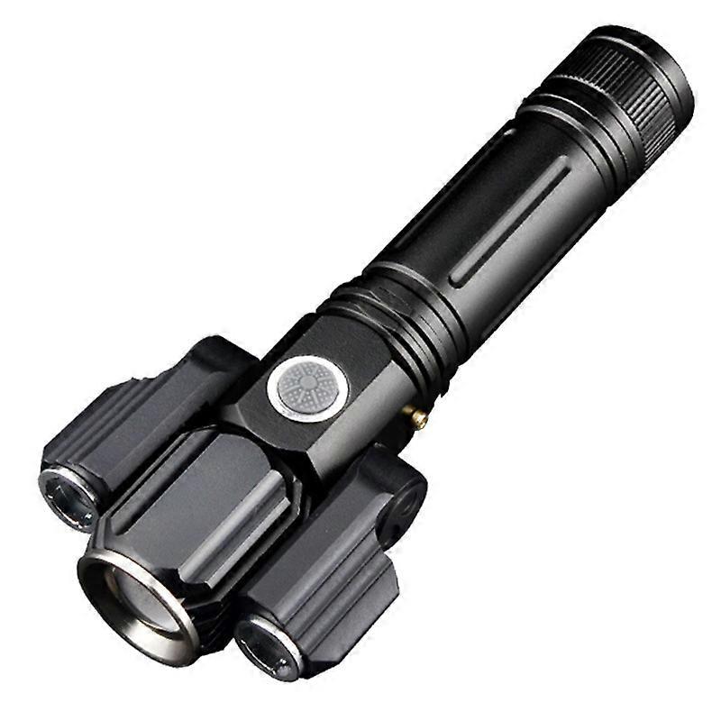 LED night light T6+XPE Multi-function LED flashlight Outdoor night light Three-head rechargeable flashlight