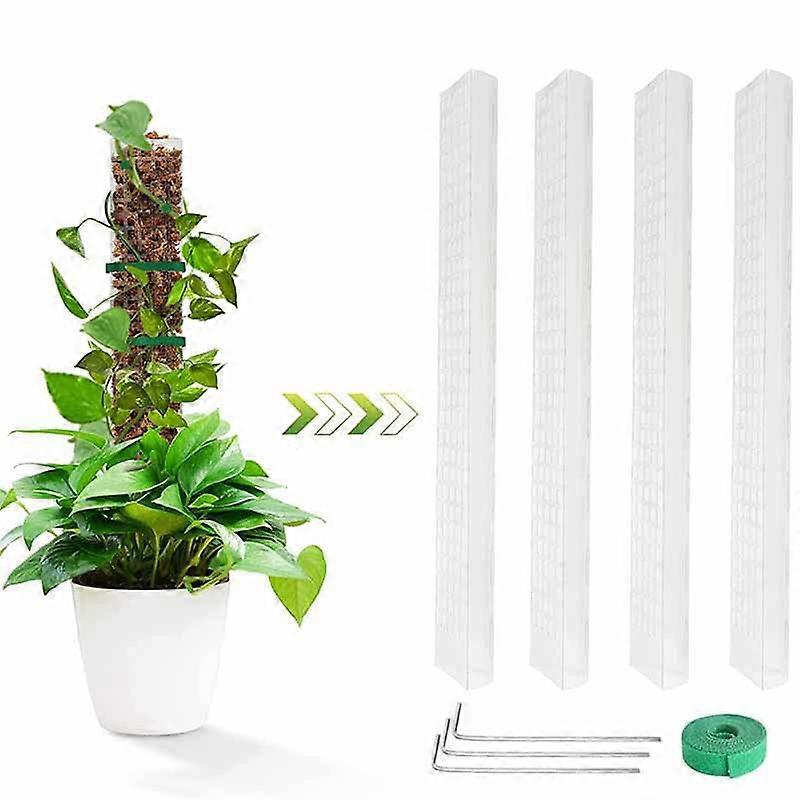 4 Piece Plant Plastic Moss Pole for Plant Stake and Peat Moss Support, Climbing Plant Pole, Turtleback Moss Pole