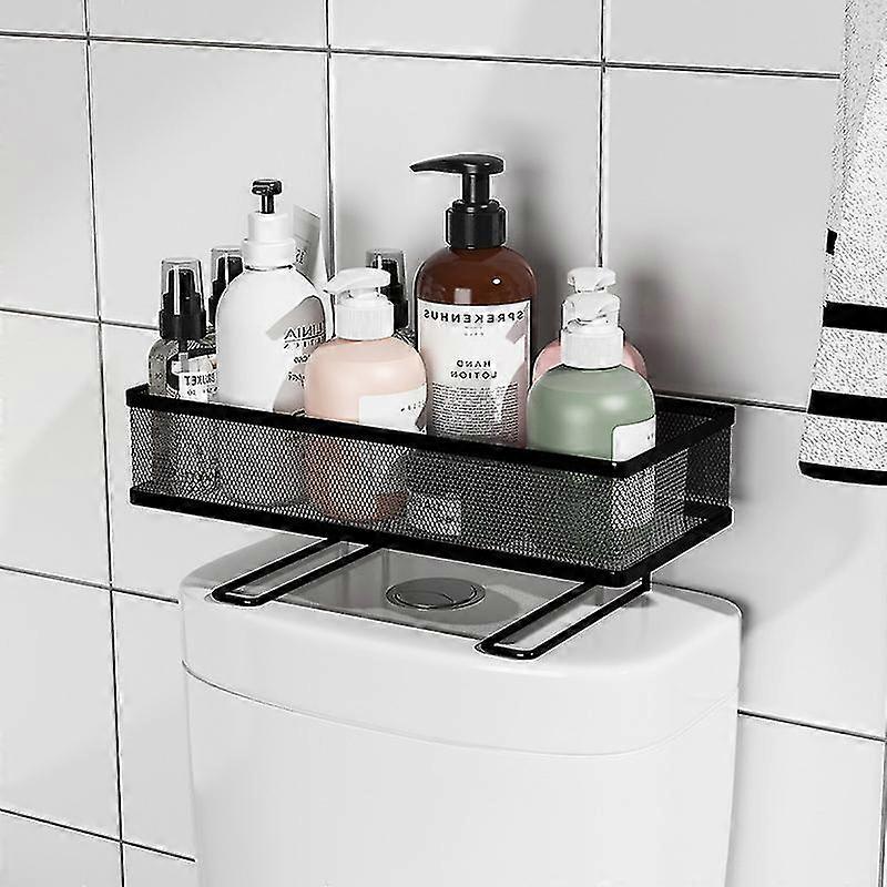 رف تخزين فوق المرحاض ، رف تخزين الحمام لخزان المرحاض ، لا يلزم الحفر ، توفير المساحة ، تصميم التثبيت على الحائط