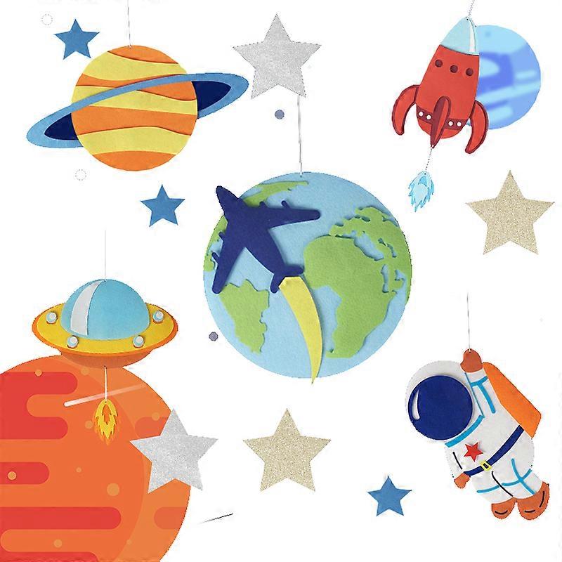 Redkid Diy Children Big Size Felt 3d Jigsaw Puzzle Toy Astronaut Planets Galaxy Model Bedroom Decora