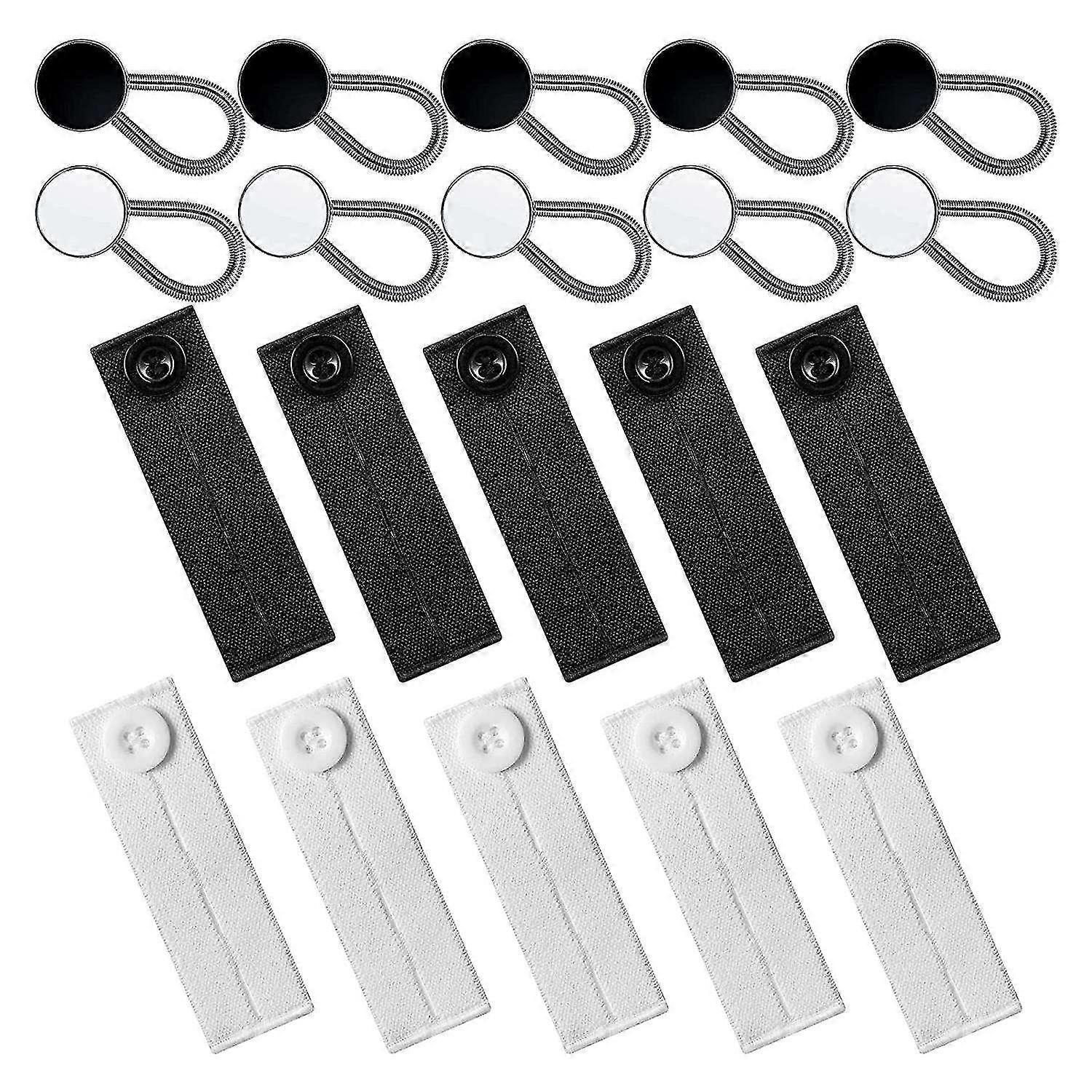 20 Pcs Extender Button Set Including 10 Elastic Waist And Comfy Collar Adjustable Extenders For Jea