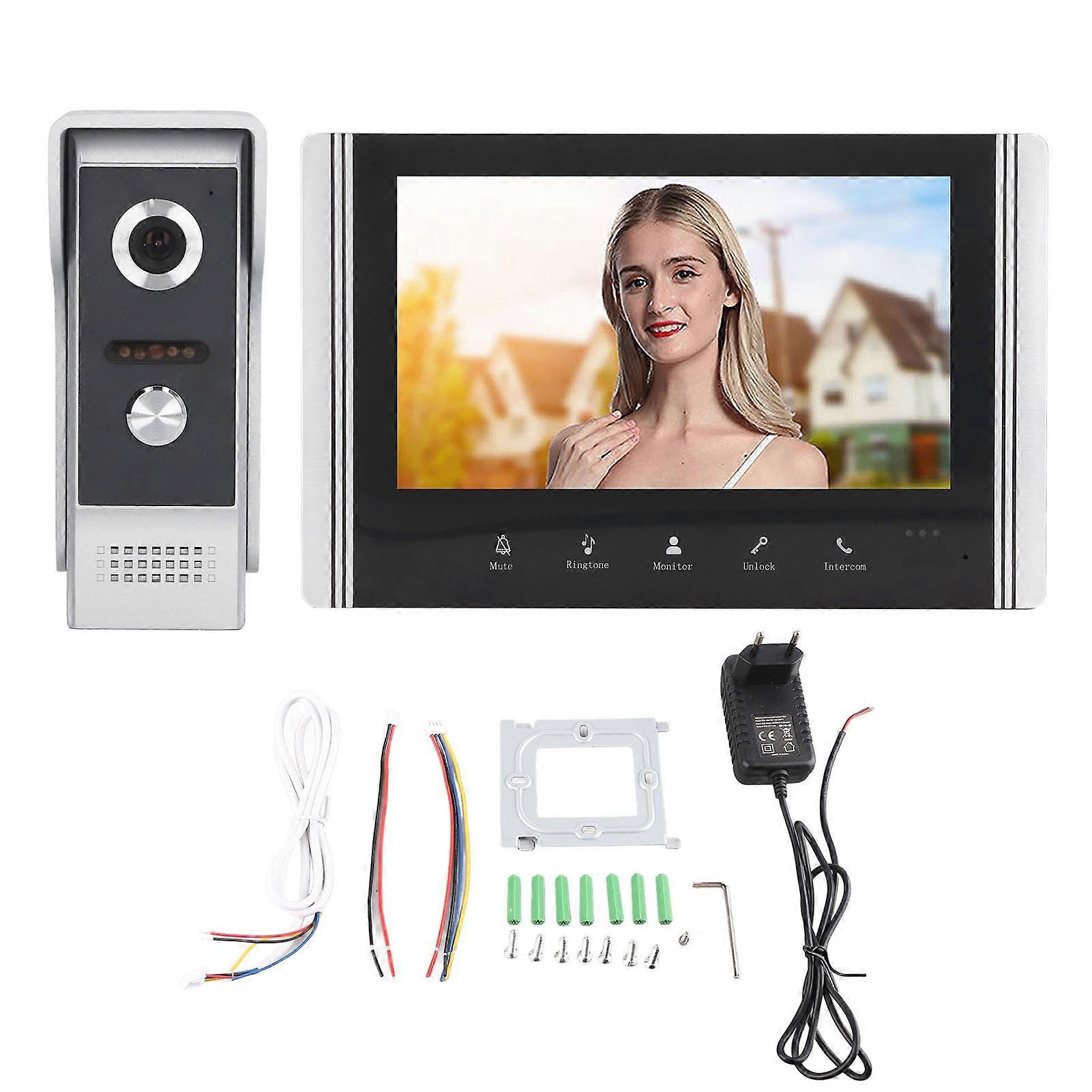 Sistema de intercomunicação de campainha de vídeo Wi-Fi de 7 polegadas inteligente 1 para 1 telefone visual Remoe Control Video Intercom Sistema de entrada EU Plug