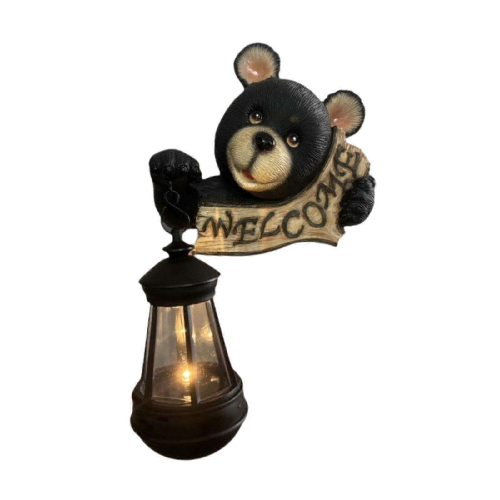 Bear Outdoor Garden Statue with Solar Lights Modern for Patio Outside Garden