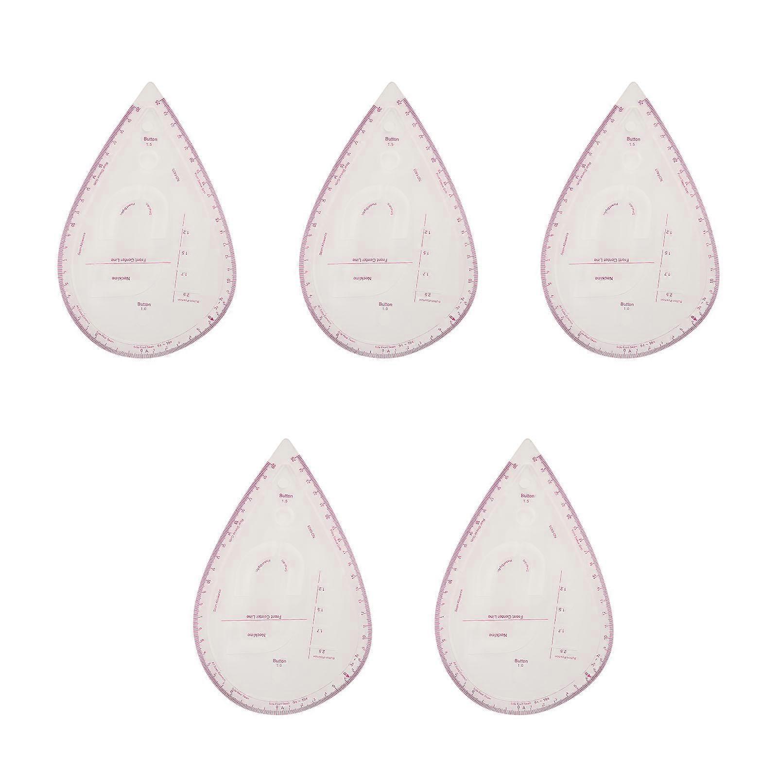 5pcs 6403 Curve Ruler Set Multifunctional Plastic Curve Pattern Ruler Kit Sewing Curve Ruler for Beginner Tailor