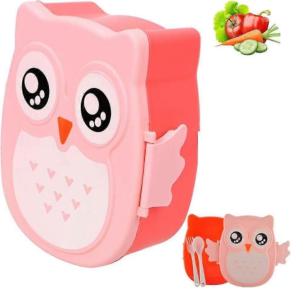 2024 Suitable Lunch Box Bento Box Cartoon Owl Lunch Box with Spoon and Fork Suitable for Children and Office Worke