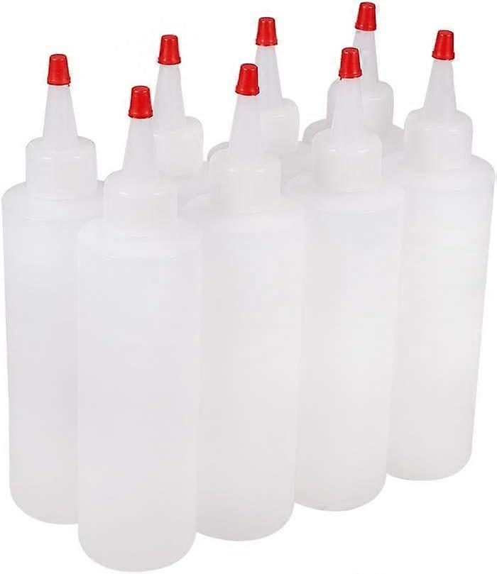 8 Pack 6oz Plastic Squeeze Bottles Open Nozzle Squirt Bottles with Red Tip Caps for Crafts Art Glue Acrylic Paintings