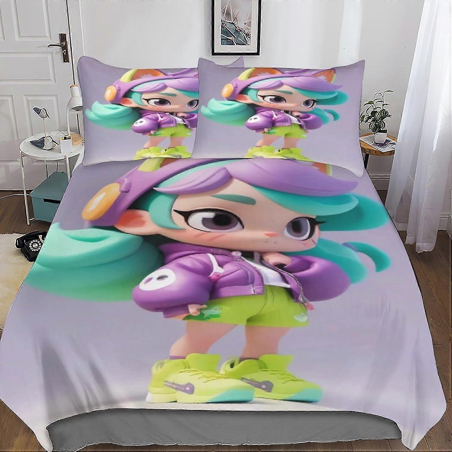 Påslakan för flickor 3D-mönster mikrofibersängkläder med dragkedja för flickor, pojkar och tonåringar och örngott 3p'c's Double