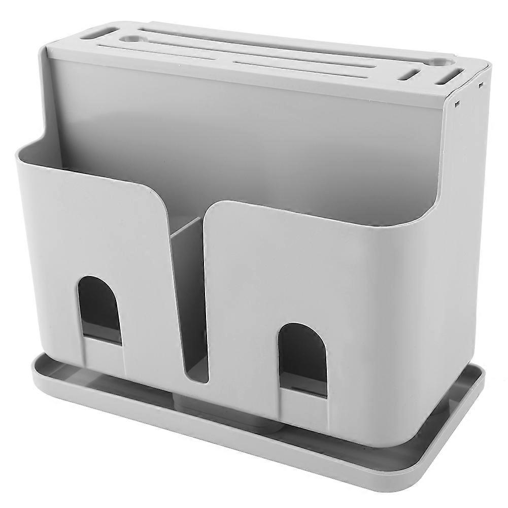Multi-functional Kitchen Knife Rack Holder Plastic Knife Shelf Storage Rack Grey