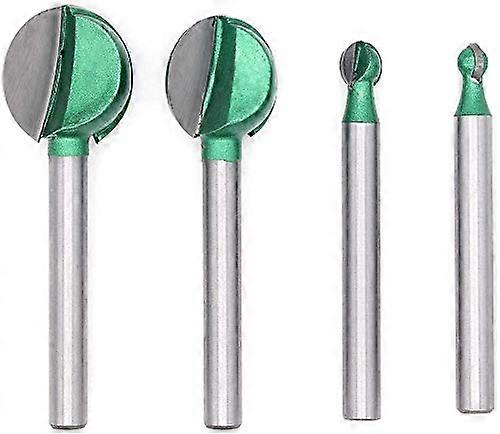 4Pcs 6mm Shank 6/8/20 / 22mm Tungsten Alloy Steel Blade Ball Router Lumberjack, Round Bottom End Mill Woodworking Grooving Cutter for Router Cutting T