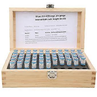50pcs 2.5-2.99mm Plug Pin Gage Set 0.001mm Tolérance Roulement Acier Outil de précision YEMAA