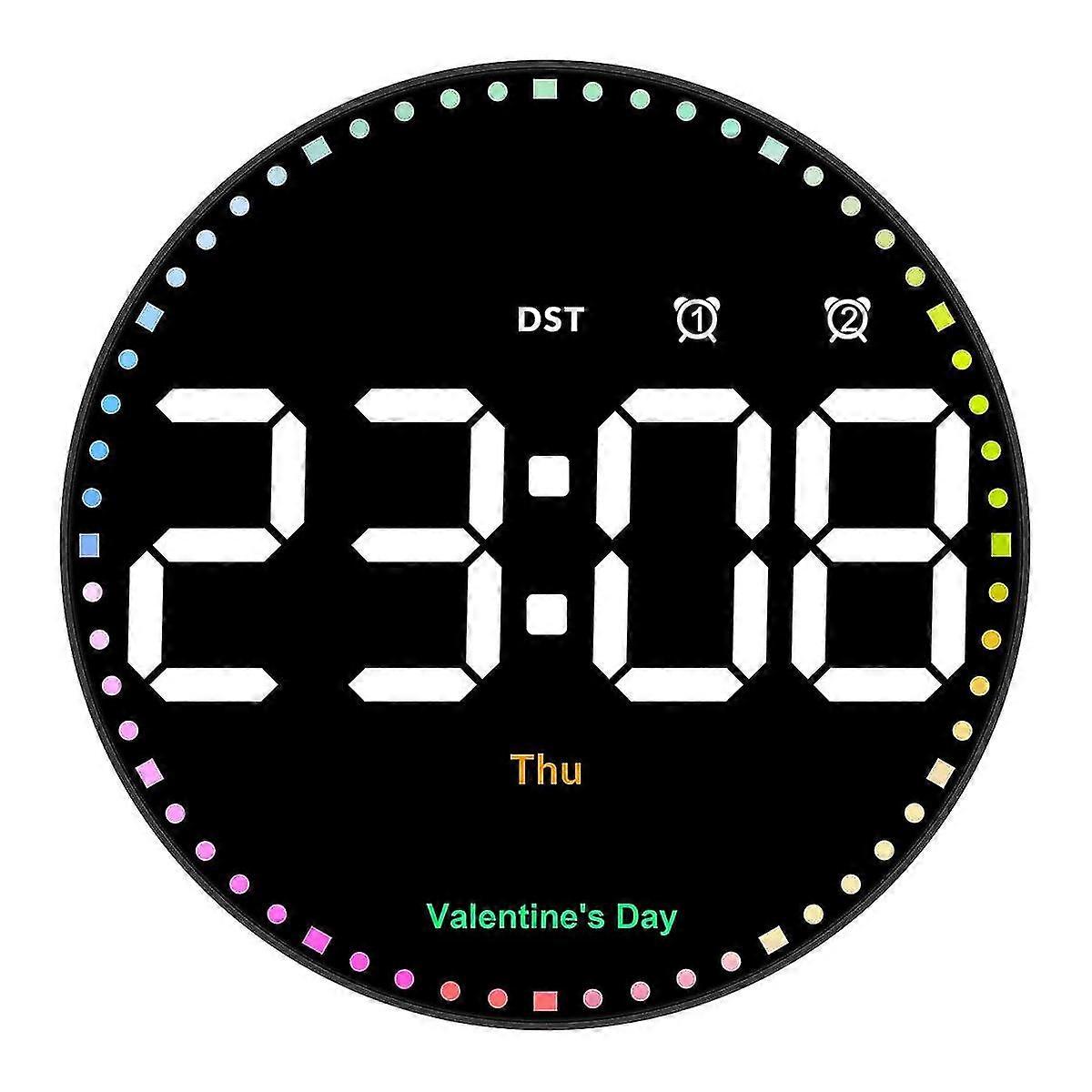 Digital Wall Clock With Colorful Light,10inch Led Digital Clock With Remote,time Alarm Clock For Li