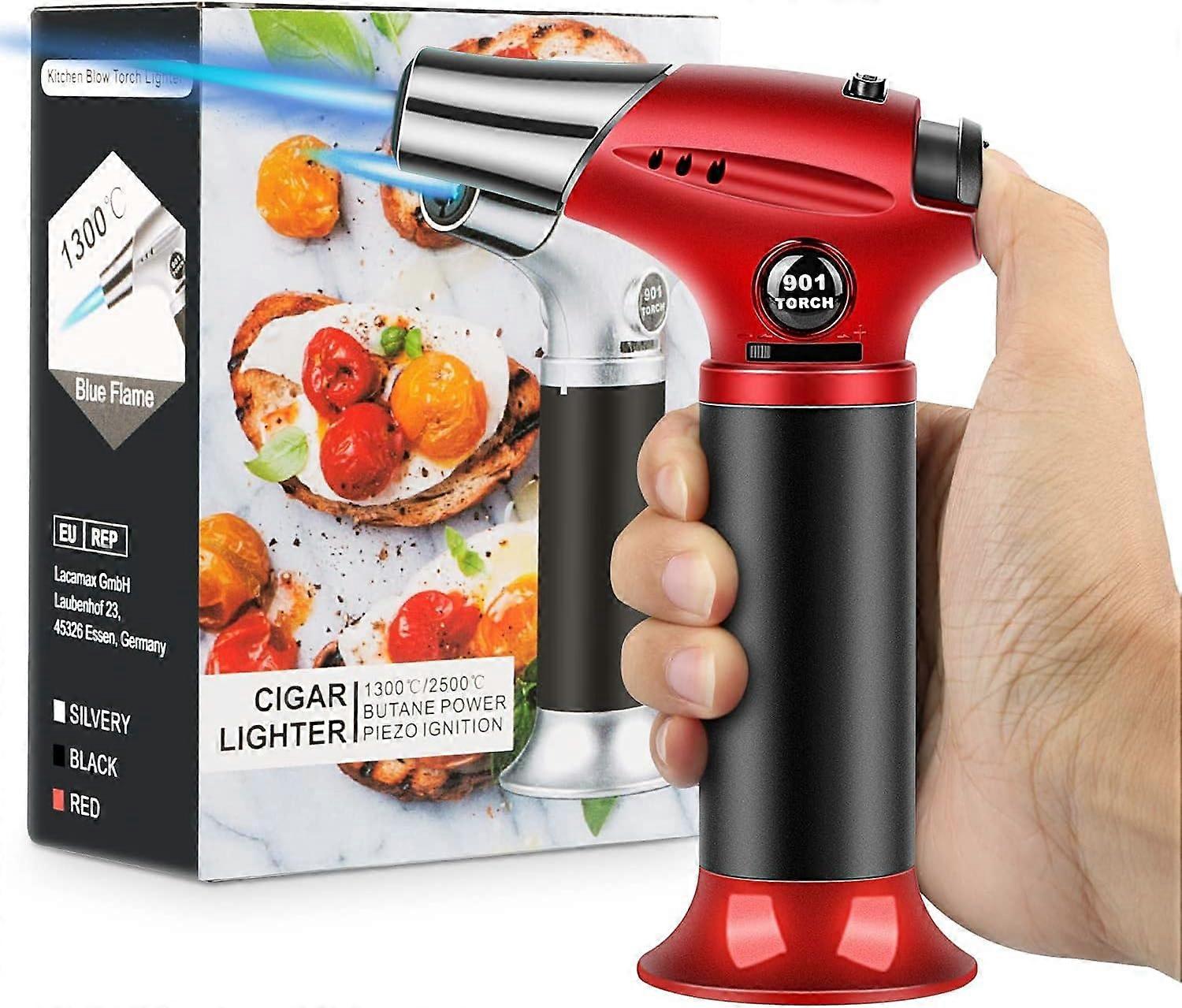 Blow Torch, Professional Kitchen Cooking Torch With Lock Adjustable Flame Refillable Mini Blow Torch Lighter, Suitable For Barbecue, Baking, Pudding C