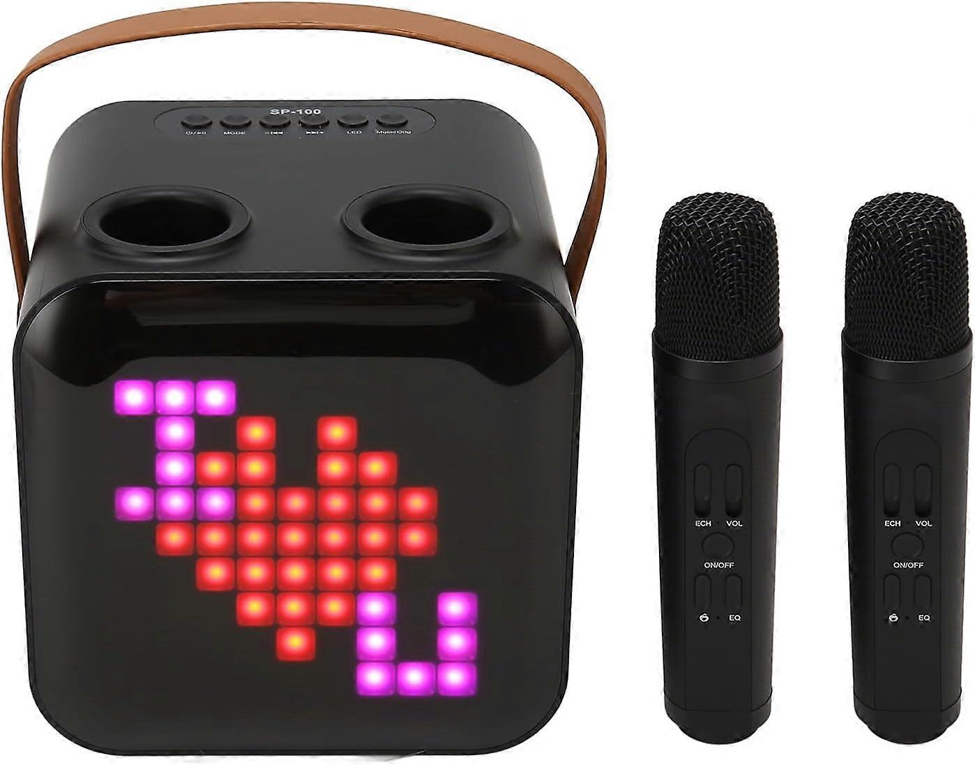 Système de haut-parleurs de karaoké portable Machine de karaoké avec 2 microphones sans fil Haut-parleur Bluetooth de type C avec lumière RVB pour la maison et l’extérieur