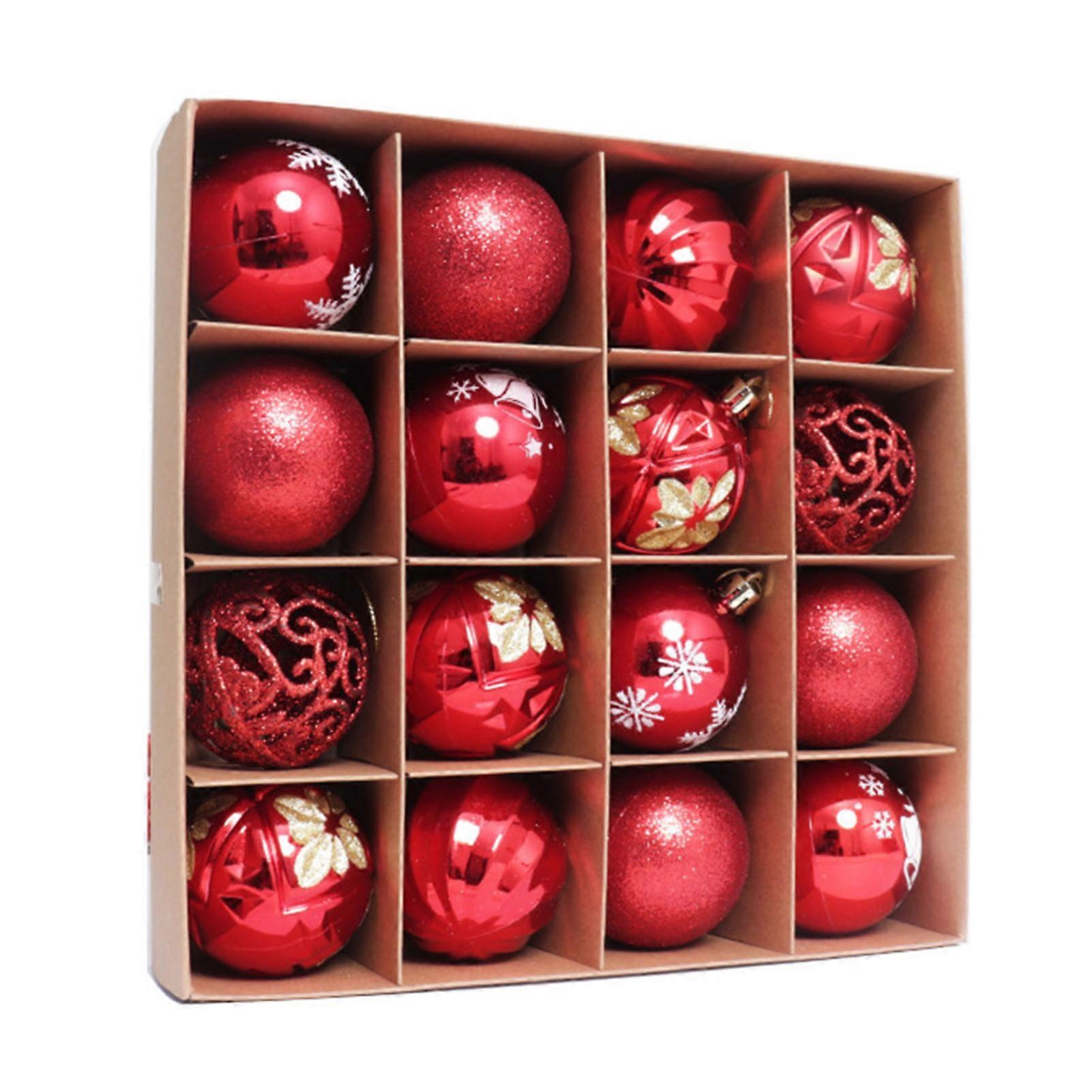 16/44Pcs Christmas Balls Ornaments Plastic Tree Hanging Ball Snowflake Sequin Ball Decoration for Holiday Home Party Decor