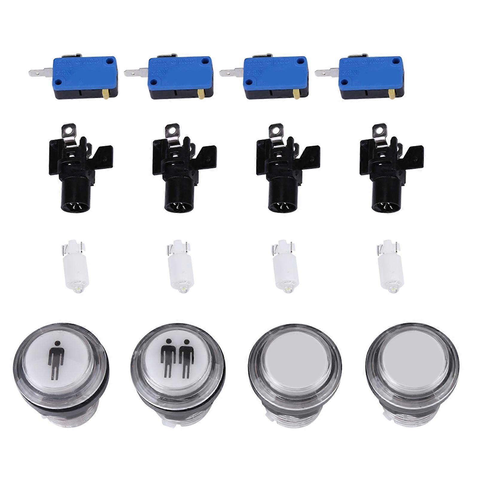 4 x LED Start Push Button Kit Part 1 Player   2 Player   LED Coin Buttons for Arcade