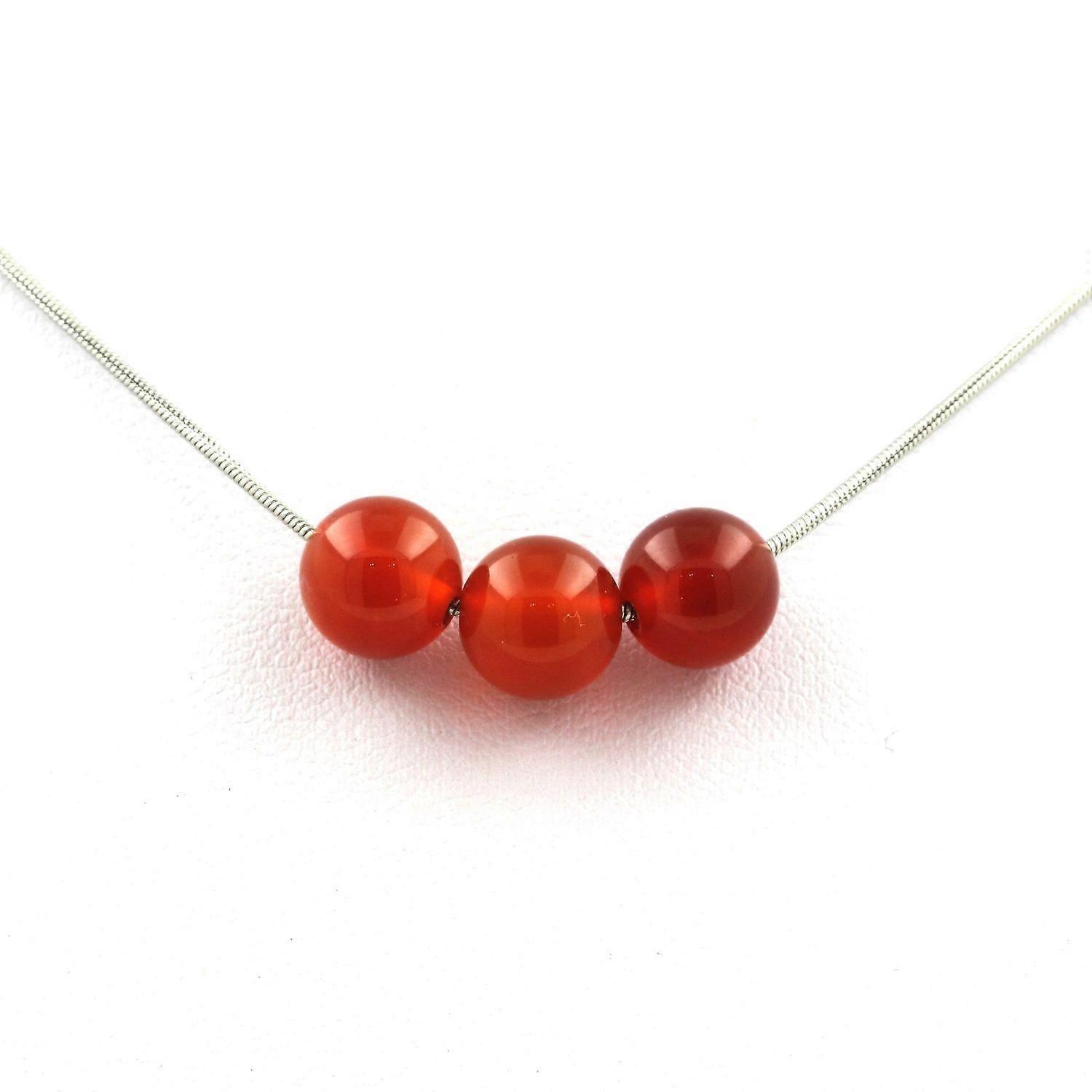 Necklace with 3 Carnelian beads from Uruguay 8 mm