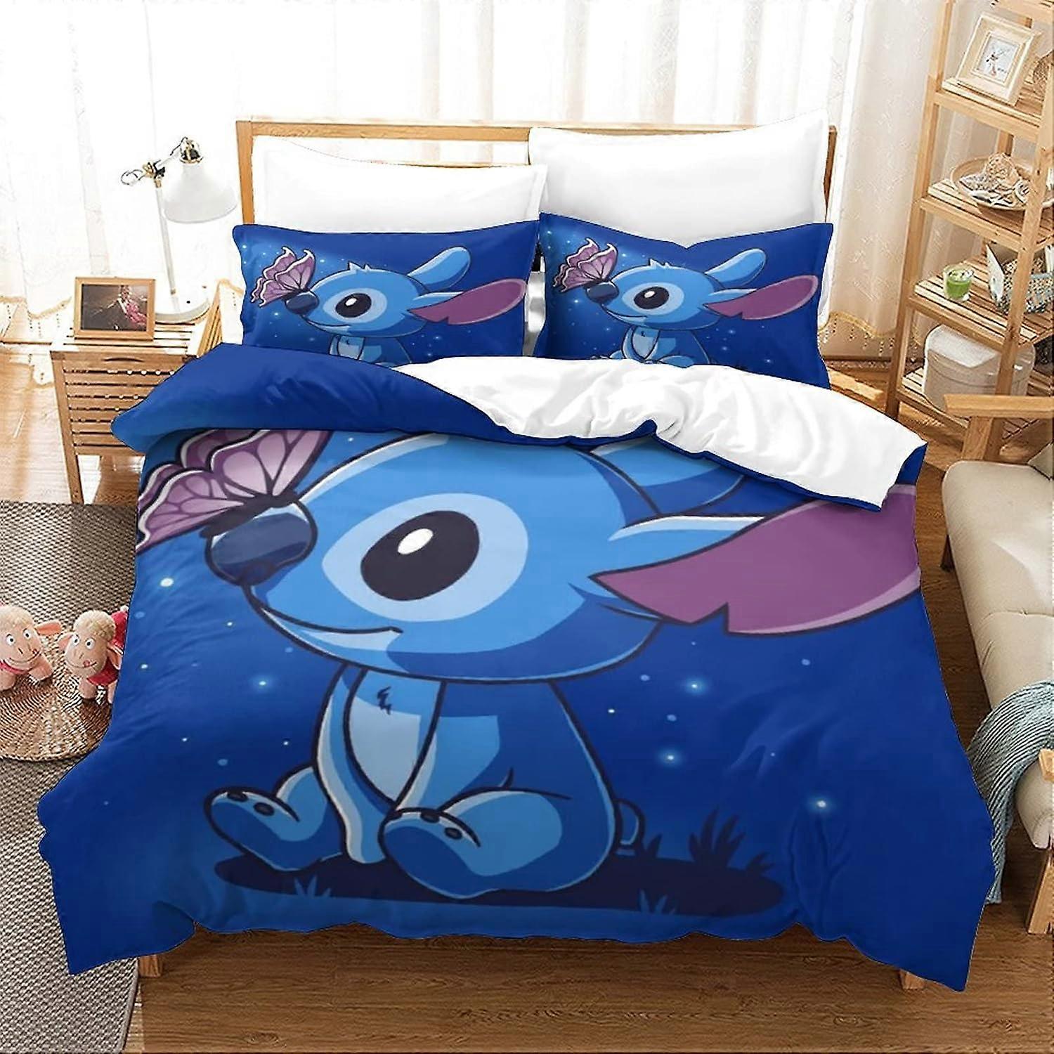 Stitch Pieces Bedding Set Animated Characters Lilo & Stitch D Duvet Cover Piece Set Bedding (Duvet Cover + Pillowcases)