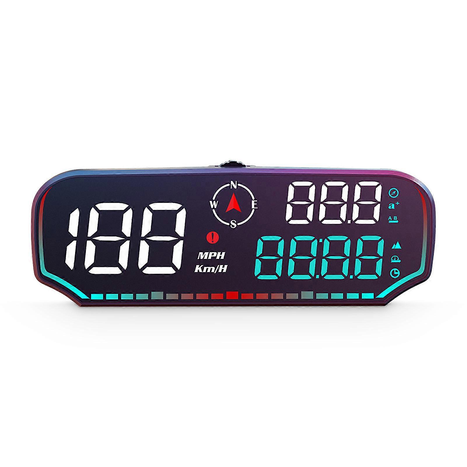 Car Heads Up Display Digital Speedometer Smart Gauge with-Compass/Speed/Warnings Function for All Vehicles