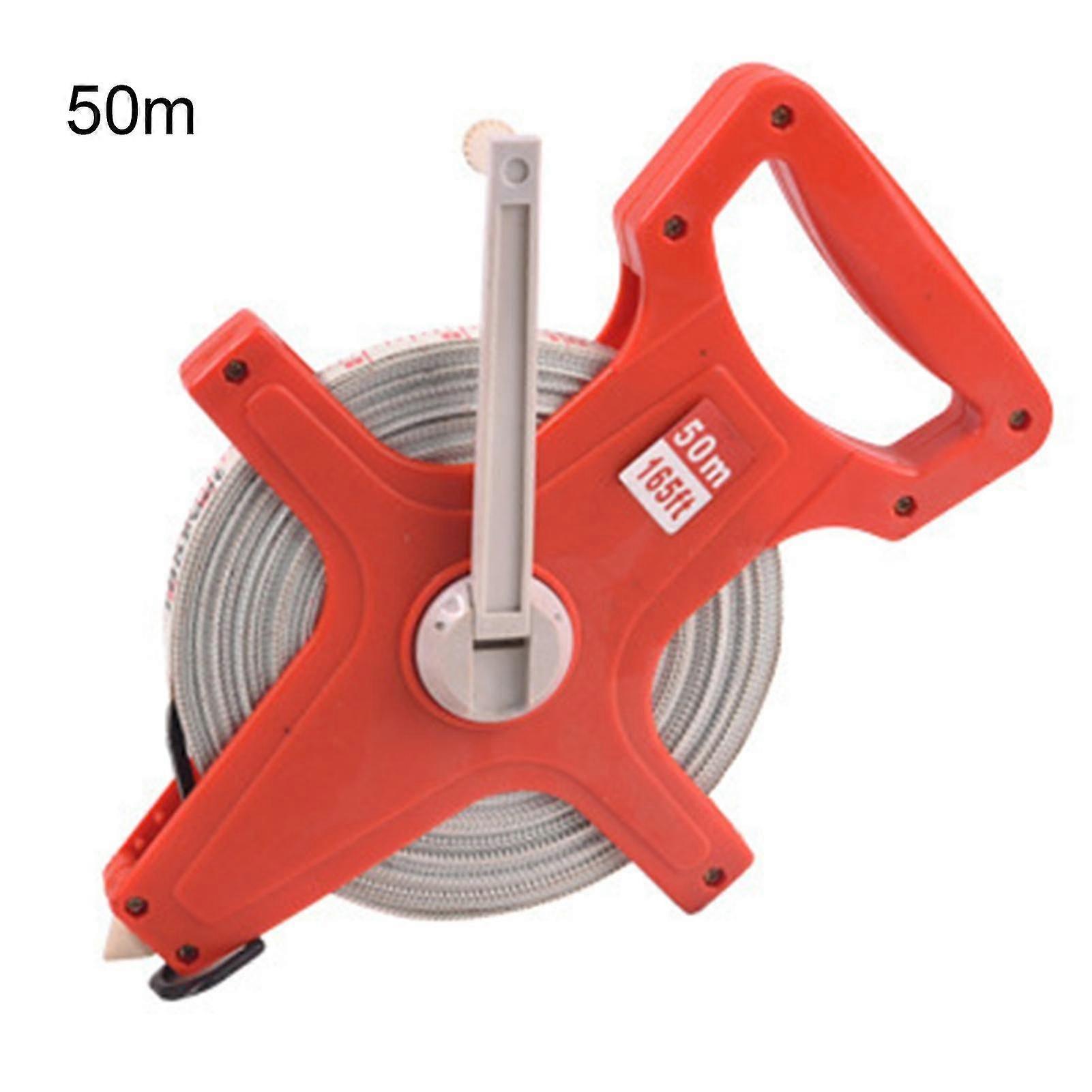 30m/50m/100m Portable Open Reel Metric Scale Nylon Tape Ruler Measure Tool