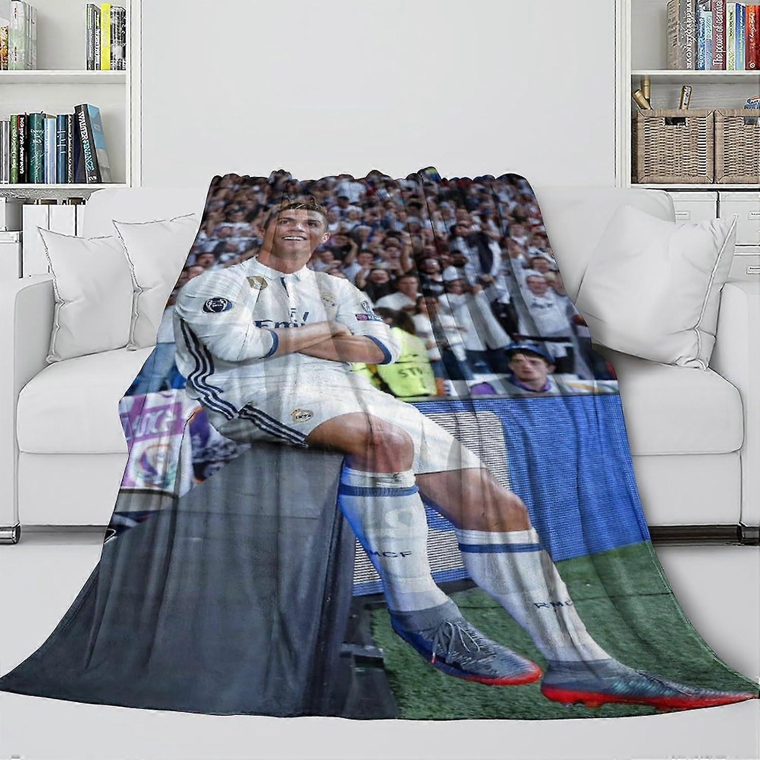 Ronaldo 3D Printed Trendy Blanket - Football Warm Soft Blanket To Snuggled Up Watching Tv Instead Of Turning The Heating Up - Anti-pilling Blanket For