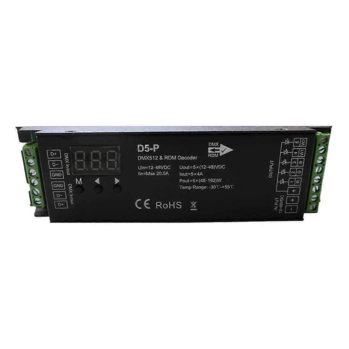 5-kanaals DMX-decoder met RDM digitale weergave DMX512 Dimmer Driver PWM RGBCCT LED Controller LED M