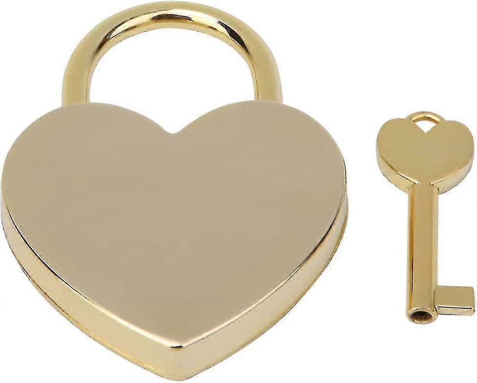 1pcs Heart Shaped Padlock, 1.8 X 2.3in Mini Lock With Keys Height Polished Metal